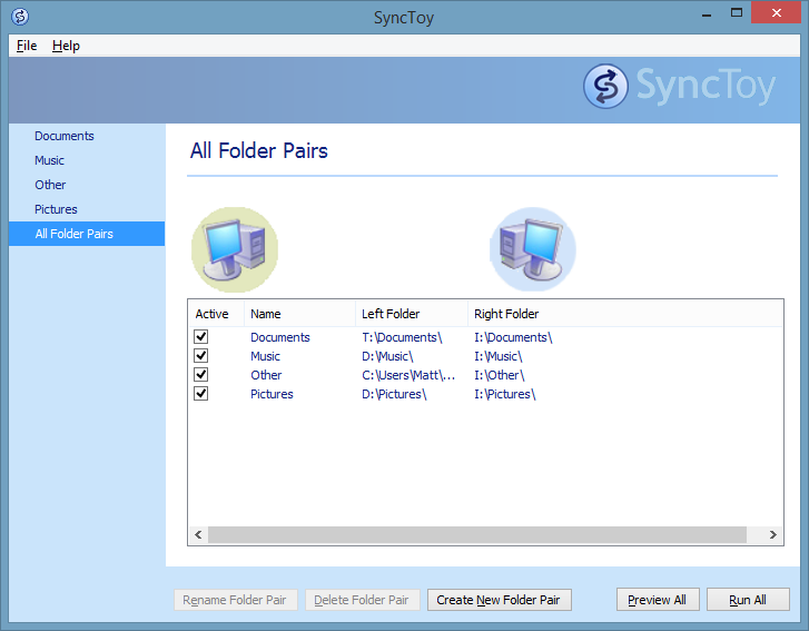 SyncToy 2.1 UI