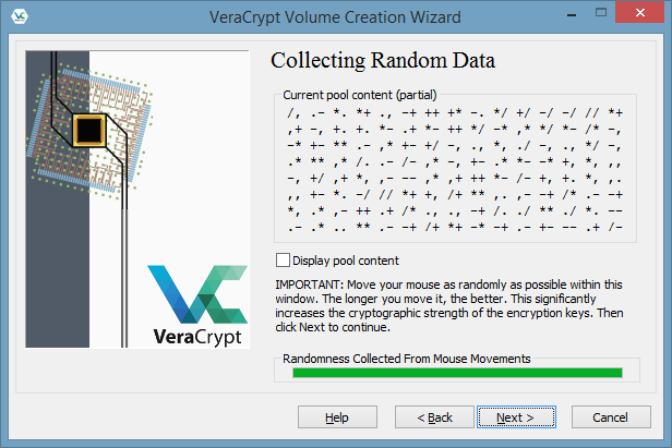VeraCrypt Random Data UI